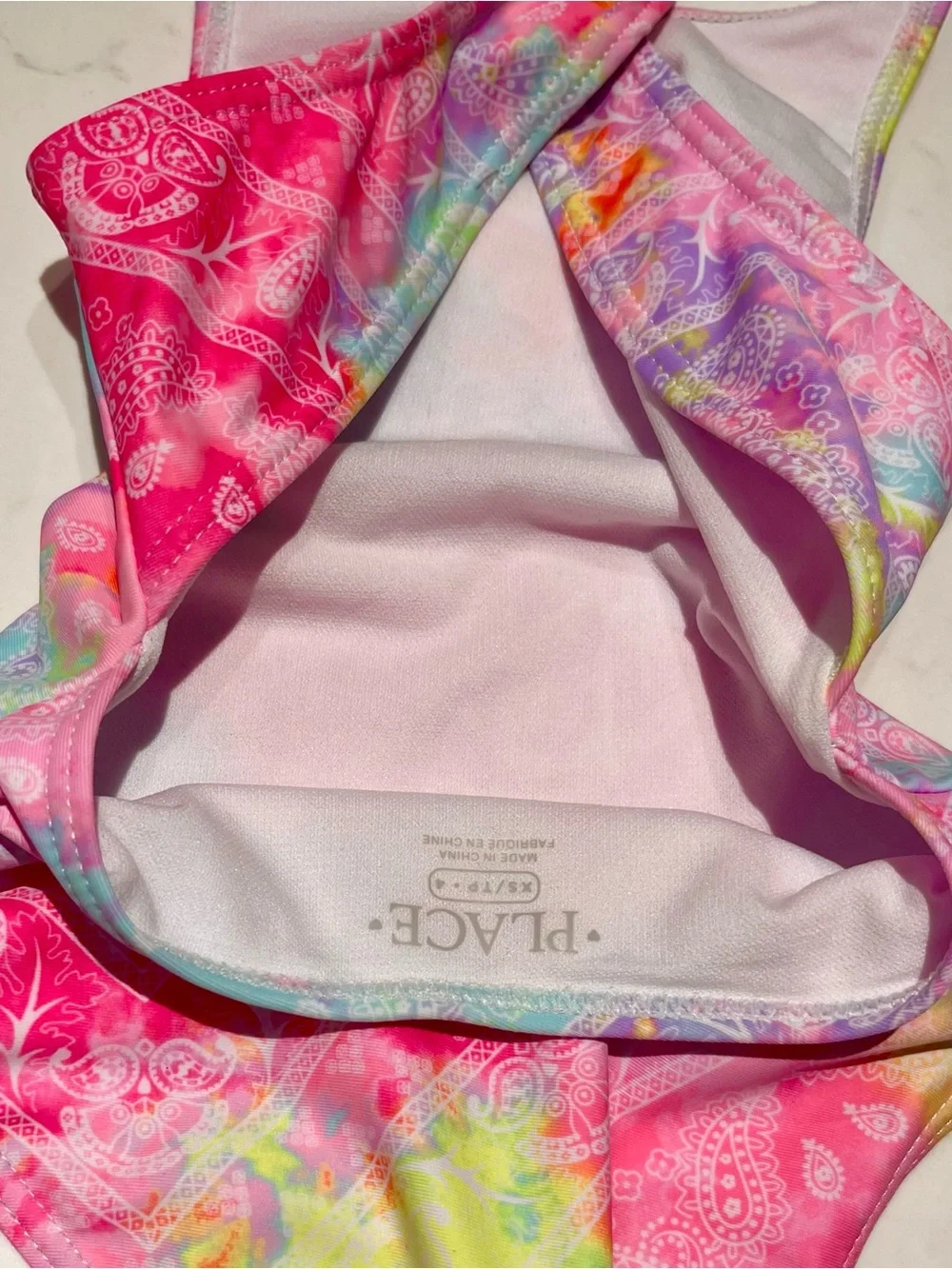Children’s Place • XS 4 • Girls' Neon Tie-Dye Handkerchief One-Piece Swimsuit
